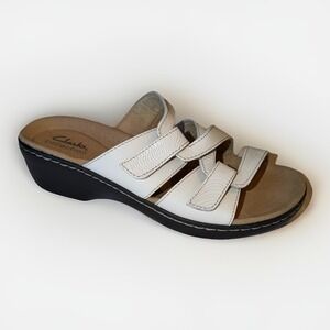 Clarks Women's Merliah Karli Slip-on Strappy Sandals White Size 8.5